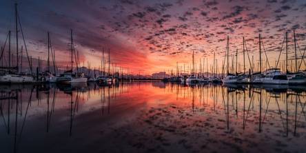 Landscape Yacht Sunrise Clouds